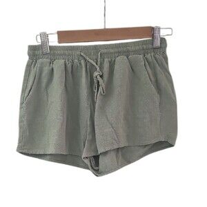 Papaya Linen Viscose Shorts Sz M Sage Green Resortwear Travel Vacation Beachwear